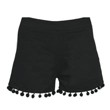 Load image into Gallery viewer, Front image of our Black Pom Pom Short
