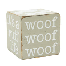 Load image into Gallery viewer, Front view of our Gray Pet Wooden Cube
