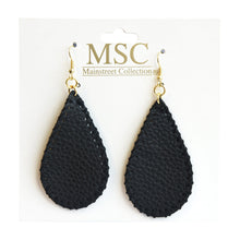 Load image into Gallery viewer, Front view of our Black Pebble Grain Teardrop Earrings
