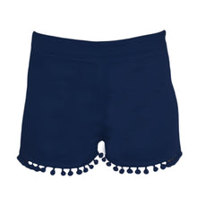 Load image into Gallery viewer, Front image of our Navy Pom Pom Short
