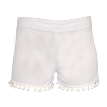Load image into Gallery viewer, Front image of our White Pom Pom Short

