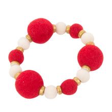Load image into Gallery viewer, Front view of our Red Felt Bead Bracelet
