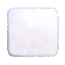 Load image into Gallery viewer, Front view of our Blue Ruffle Blanket
