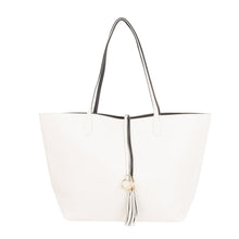 Load image into Gallery viewer, Reversed Front view view of our Black Spring Catalina Reversible Handbag
