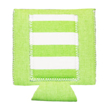 Load image into Gallery viewer, Front view of our Lime Striped Pocket Koozie
