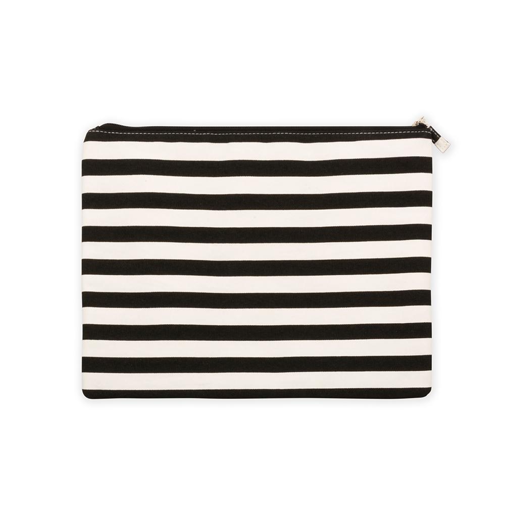 Black stripe family beach pouch