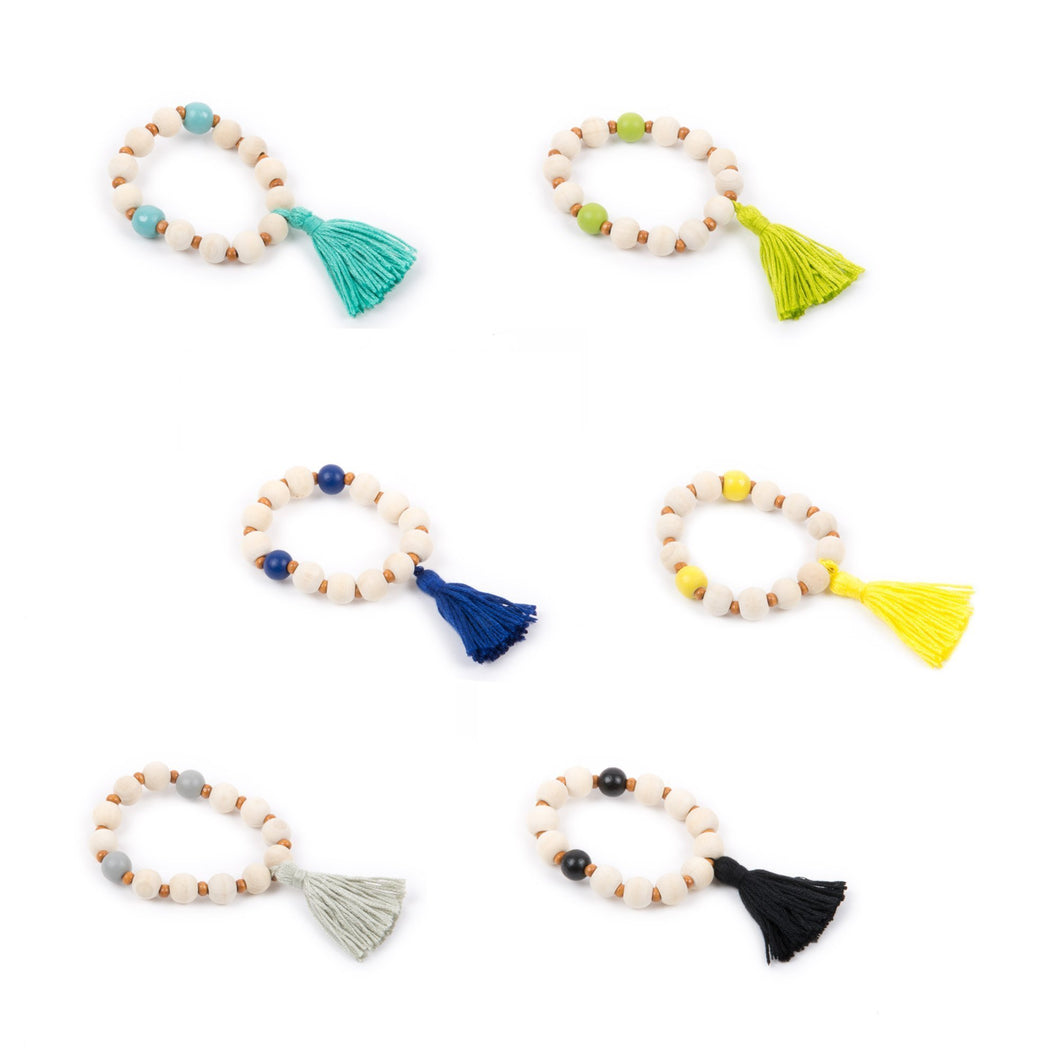Top view of our Spring Tassel Bracelets