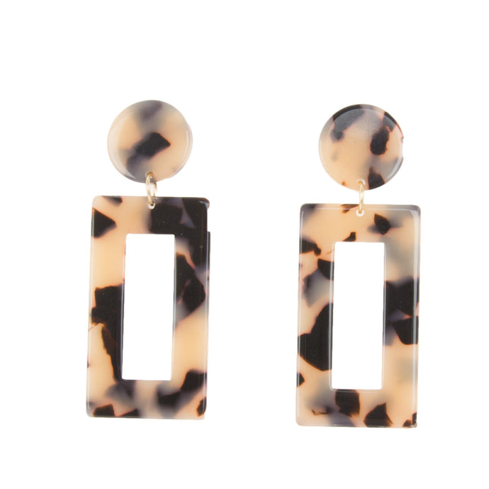 Front view of our Rectangle Blonde Tortoise Earrings