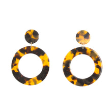 Load image into Gallery viewer, Front view of our Tortoise Circle Earrings
