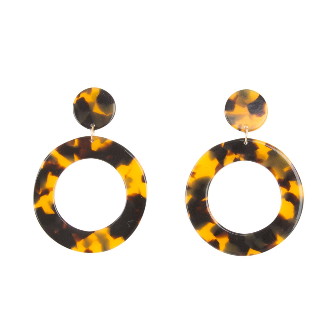 Front view of our Tortoise Circle Earrings