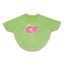 Load image into Gallery viewer, Front view of our Green Fish Toddler Poncho

