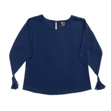 Load image into Gallery viewer, Front view of our Navy Tassel Sleeve Shirt
