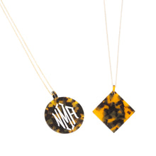 Load image into Gallery viewer, Monogrammed view of our Tortoise Disc Necklaces
