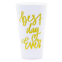 Load image into Gallery viewer, White versed tumblers, Best Day Ever in Gold hand letter writing on white tumbler
