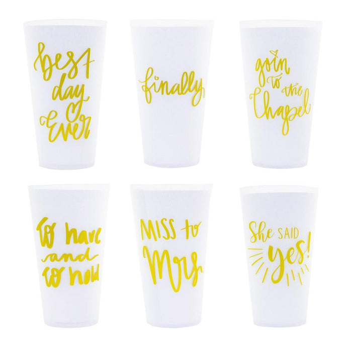White versed tumblers, all six options