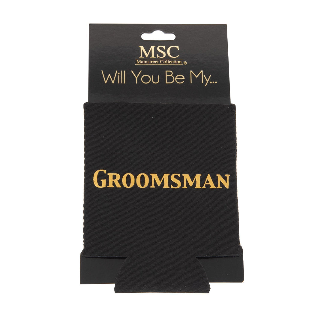 Front view of our Will You Be My Groomsman Koozie