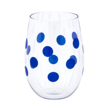 Load image into Gallery viewer, Navy polka dot acrylic wine glass
