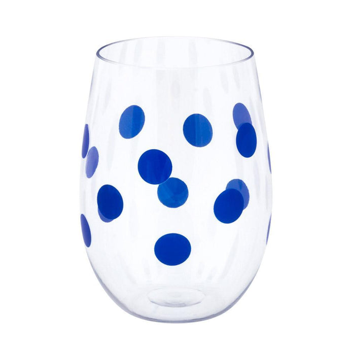Navy polka dot acrylic wine glass