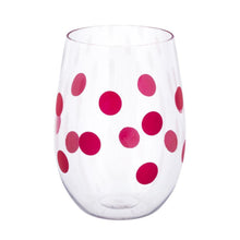 Load image into Gallery viewer, pink polka dots on acrylic wine glass
