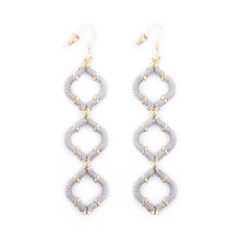 Load image into Gallery viewer, Gray Wrapped Quatrefoil Earrings

