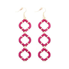 Load image into Gallery viewer, Pink Wrapped Quatrefoil Earrings
