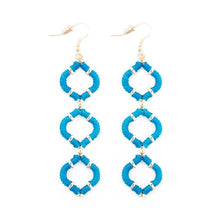 Load image into Gallery viewer, Turquoise Wrapped Quatrefoil Earrings
