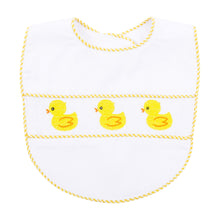 Load image into Gallery viewer, Front view of our Yellow Duck Smocked Bib
