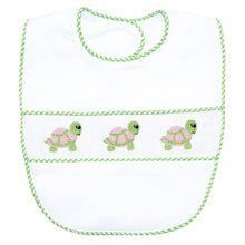 Load image into Gallery viewer, Green Turtle Smocked Bib

