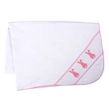 Load image into Gallery viewer, Pink Bunny Smocked Blanket
