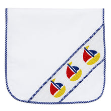 Load image into Gallery viewer, Navy Boat Smocked Burp Cloth
