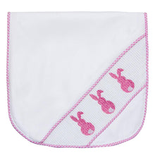 Load image into Gallery viewer, Pink Bunny Smocked Burp Cloth

