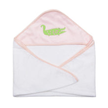 Load image into Gallery viewer, Baby hooded towel with alligator applique on hood
