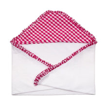 Load image into Gallery viewer, Opened Pink Gingham Hooded Towel
