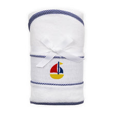 Load image into Gallery viewer, Navy Boat Smocked Hooded Towel
