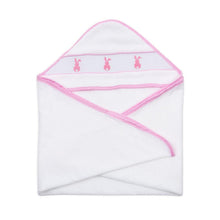 Load image into Gallery viewer, Pink Bunny Smocked Hooded Towel
