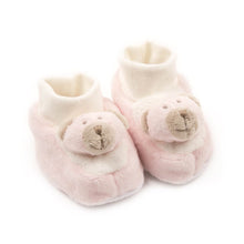 Load image into Gallery viewer, Pink Bear Plush Slippers 0-6 Months
