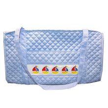 Load image into Gallery viewer, Blue Sailboat Smocked Duffle Bag
