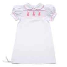 Load image into Gallery viewer, Pink Bunny Smocked Day Gown 0-6 Months
