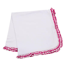 Load image into Gallery viewer, Baby Blanket with Pink Gingham Ruffle Trim
