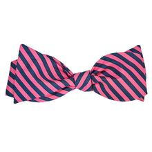 Load image into Gallery viewer, Our Pink &amp; Navy Stripe Pattern Bow Tie
