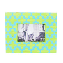 Load image into Gallery viewer, Front view of our Turquoise and Lime Clover Picture Frame
