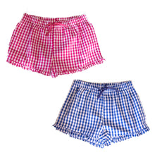 Load image into Gallery viewer, Gingham Ruffle Lounge Shorts
