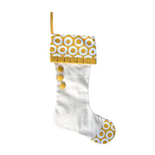 Load image into Gallery viewer, Front view of our Gold Donut Canvas Stocking
