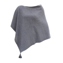 Load image into Gallery viewer, Front view of our Gray Tassel Poncho
