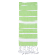 Load image into Gallery viewer, Green Holiday Fringe Stripe Dish Towel
