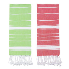 Load image into Gallery viewer, Holiday Fringe Stripe Dish Towel
