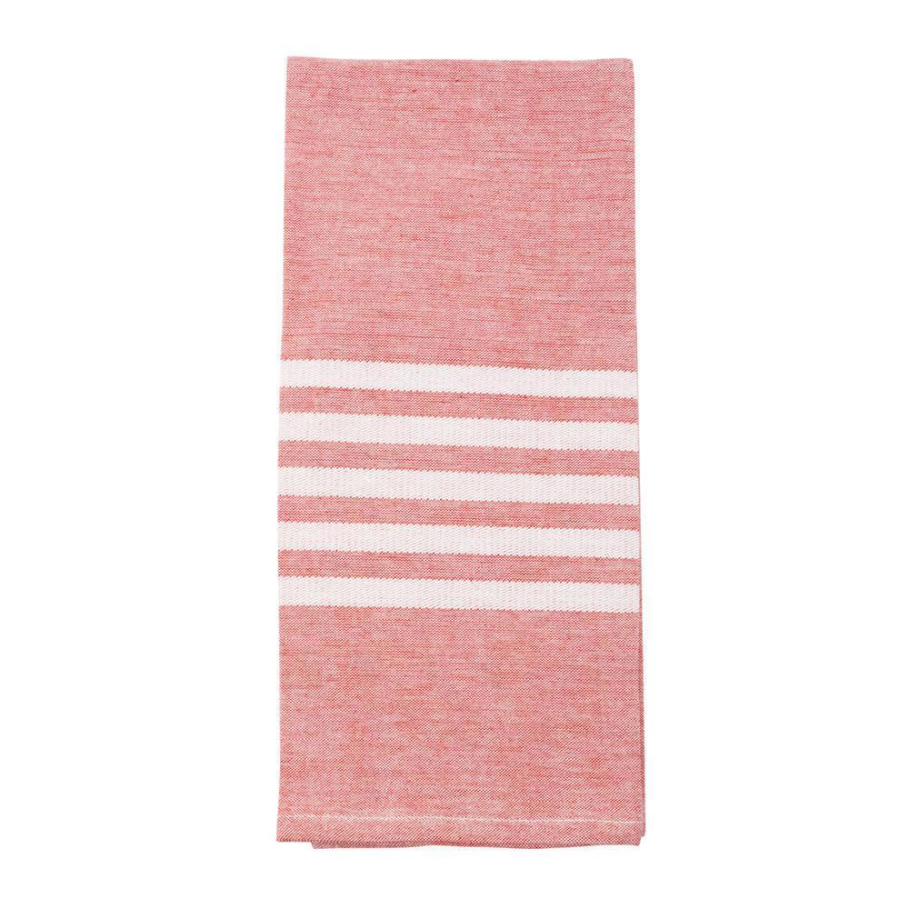 Red Holiday Twill Stripe Dish Towel