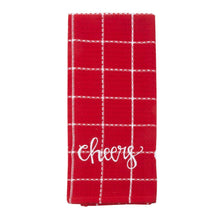 Load image into Gallery viewer, Holiday &quot;Cheers&quot; Waffle Weave Dish Towel
