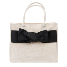 Load image into Gallery viewer, Linen Black Bow Tote

