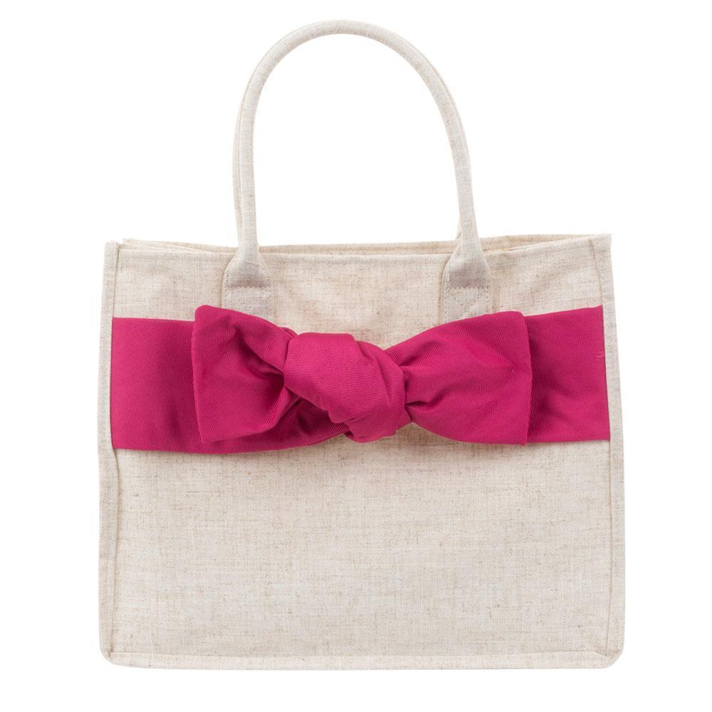 Linen Pink Bow Tote